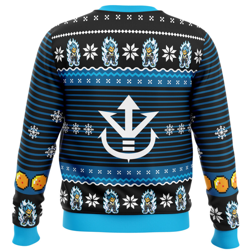 Super Saiyan Blue Vegeta Ugly Christmas Sweater - Holiday Jumper Sweatshirt - Narides