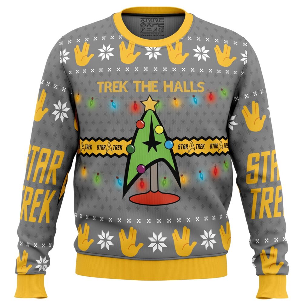 Trek The Halls Star Trek Ugly Christmas Sweater - Holiday Jumper Sweatshirt - Narides