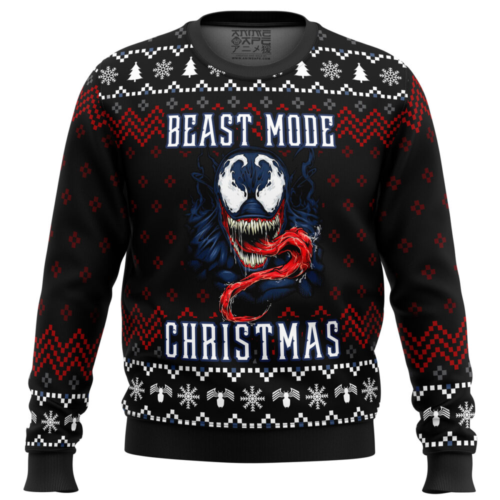 Venom Beast Mode Christmas Ugly Christmas Sweater - Holiday Jumper Sweatshirt - Narides