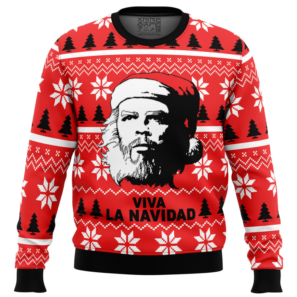 Viva La Navidad Che Guevara Ugly Christmas Sweater - Holiday Jumper Sweatshirt - Narides