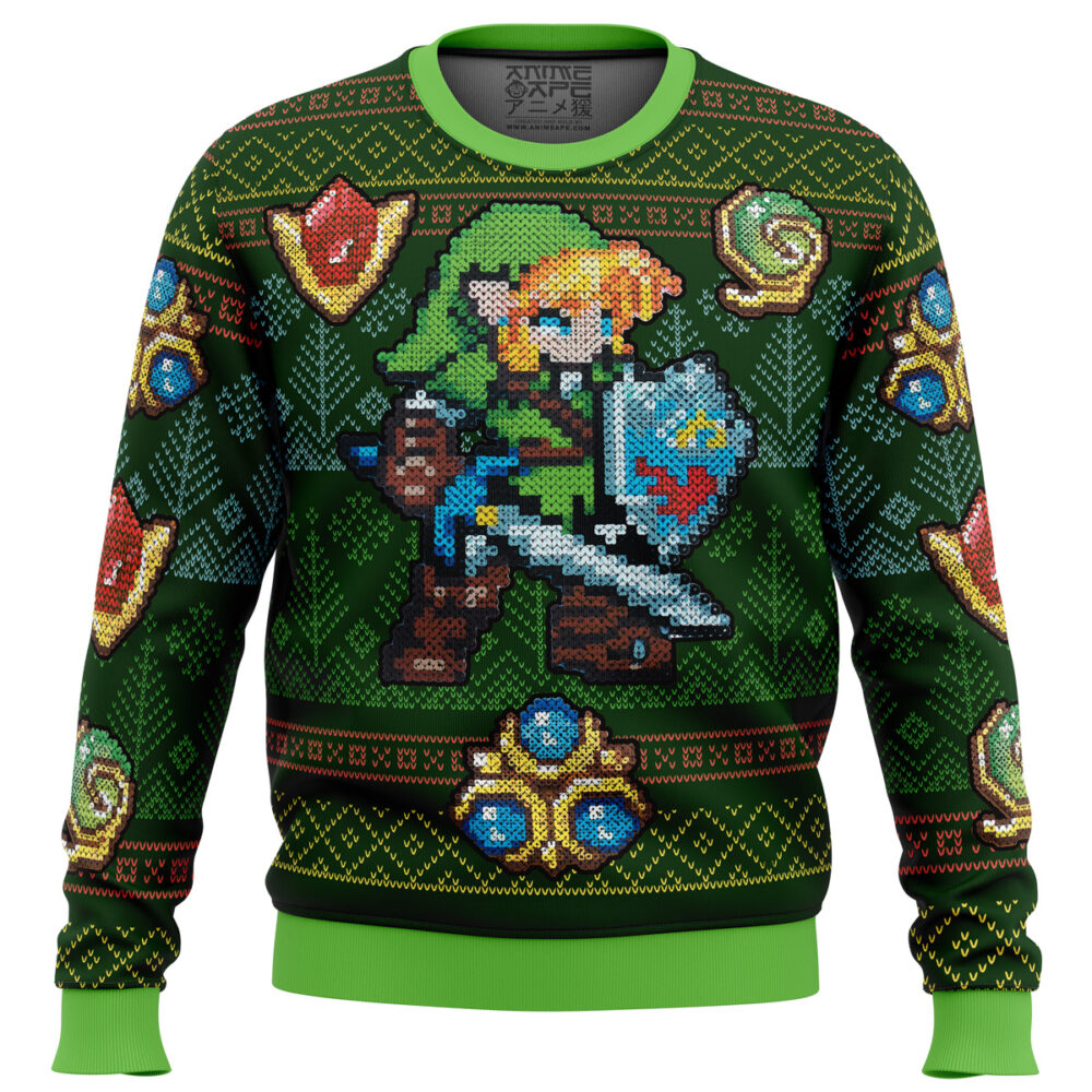 Zelda Link Green Ugly Christmas Sweater - Holiday Jumper Sweatshirt - Narides